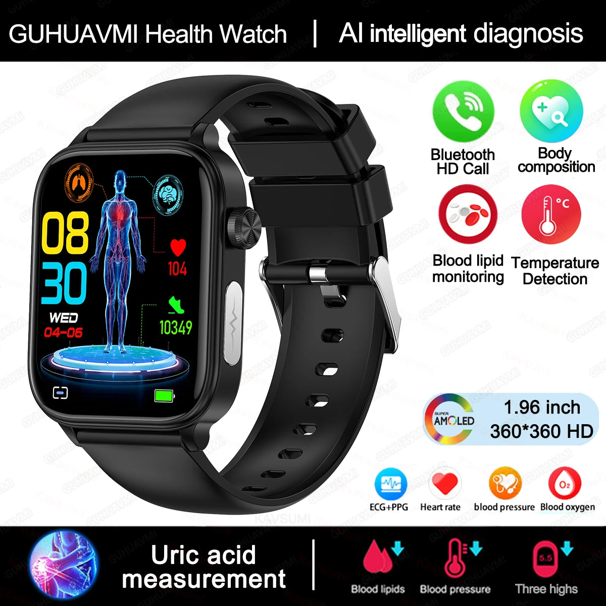 Montre Connectée Femme 2025 – ECG + PPG & Suivi Santé