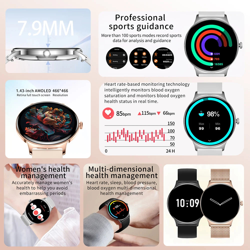 Montre Connectée ChiBear V89 – Écran AMOLED 1.43’’ Ultra HD & Appels Bluetooth