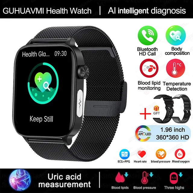 Montre Connectée Femme 2025 – ECG + PPG & Suivi Santé