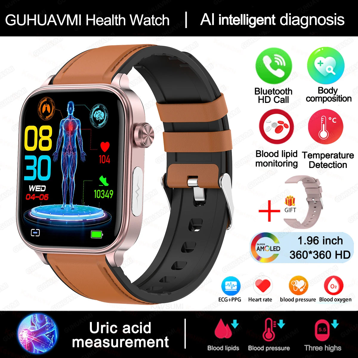 Montre Connectée Femme 2025 – ECG + PPG & Suivi Santé