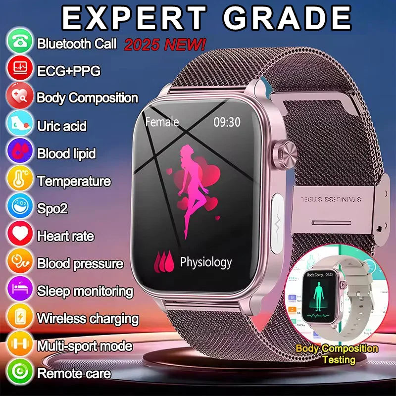 Montre Connectée Femme 2025 – ECG + PPG & Suivi Santé