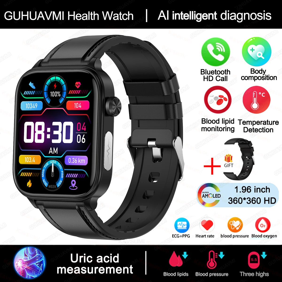 Montre Connectée Femme 2025 – ECG + PPG & Suivi Santé