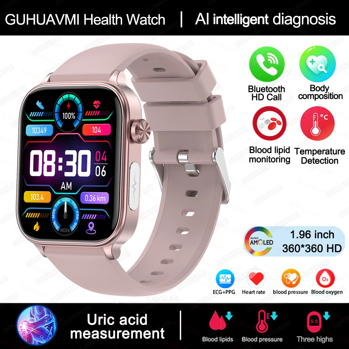 Montre Connectée Femme 2025 – ECG + PPG & Suivi Santé