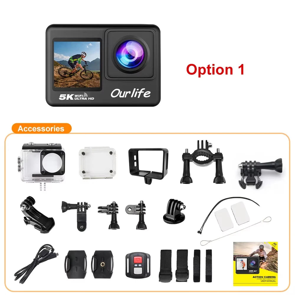 Caméra Sport & Action OURLIFE – 5K Ultra HD, Étanche & Polyvalente