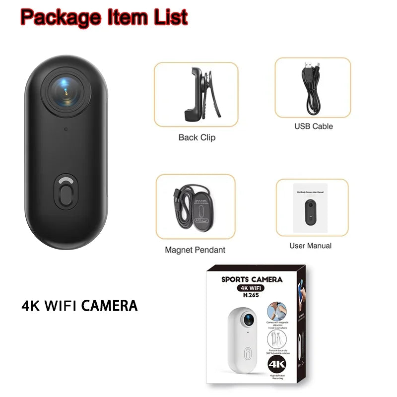 Mini Caméra Sport 4K Ultra HD – Compacte, Étanche & Polyvalente