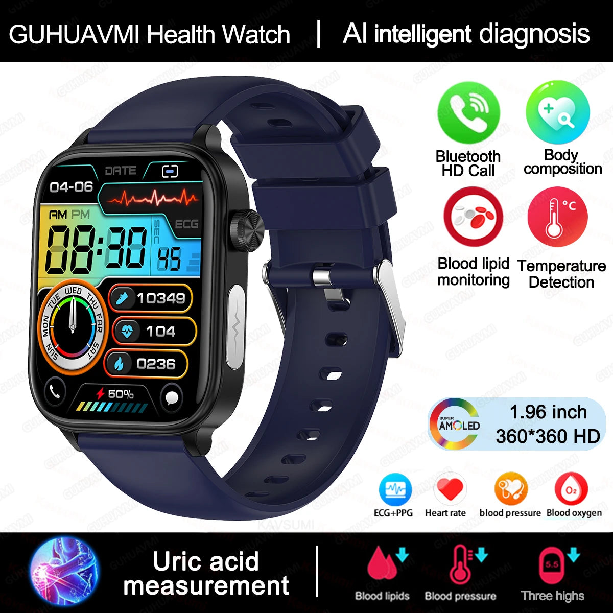 Montre Connectée Femme 2025 – ECG + PPG & Suivi Santé